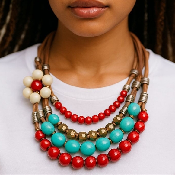 Vintage Beaded Statement Necklace​ - Picture 1 of 5